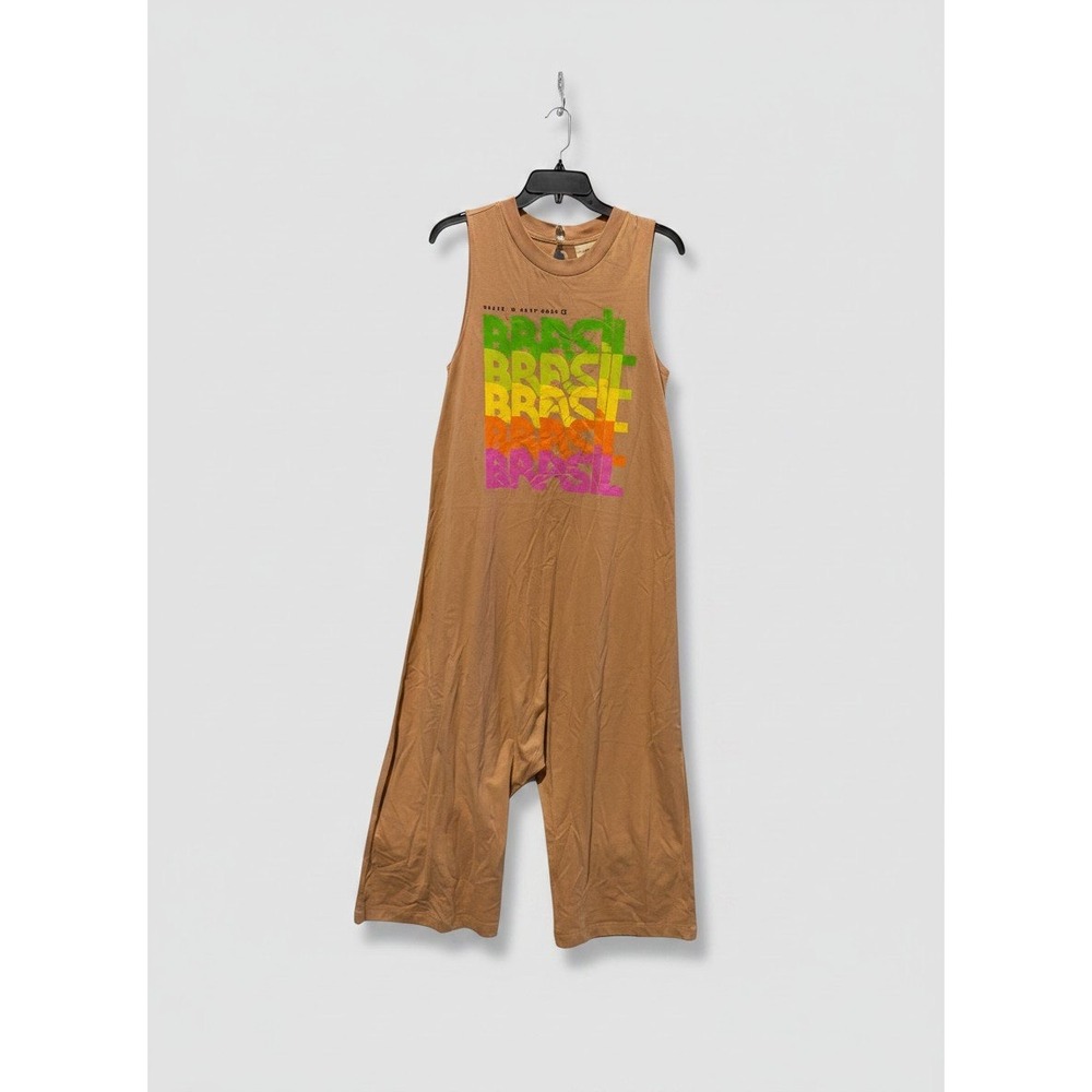 FARM RIO Jumpsuit Beige Tan Multicolor Print - Size XS - NWT - Picture 1 of 4